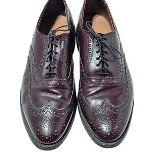 Allen Edmonds Lloyd Dress Shoes Mens Burgundy Wingtip Brogue Leather 9.5 E